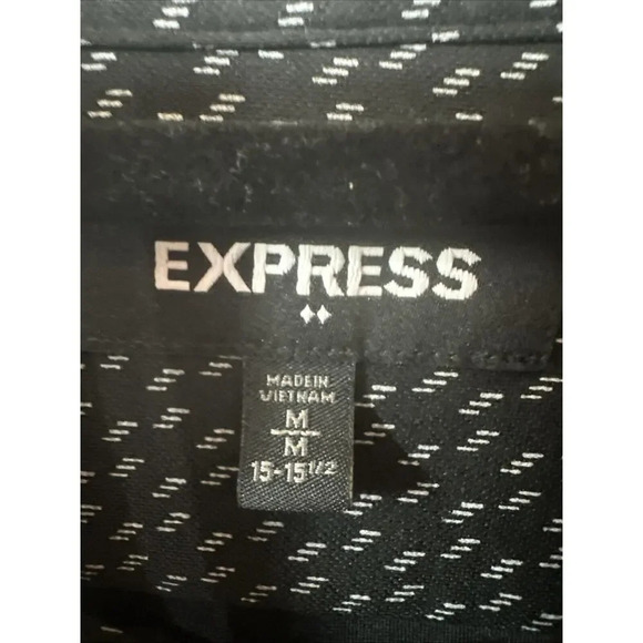 Express Button Up Men Sz M 15-15.5 Geometric Career Professional Business Casual - Picture 2 of 6